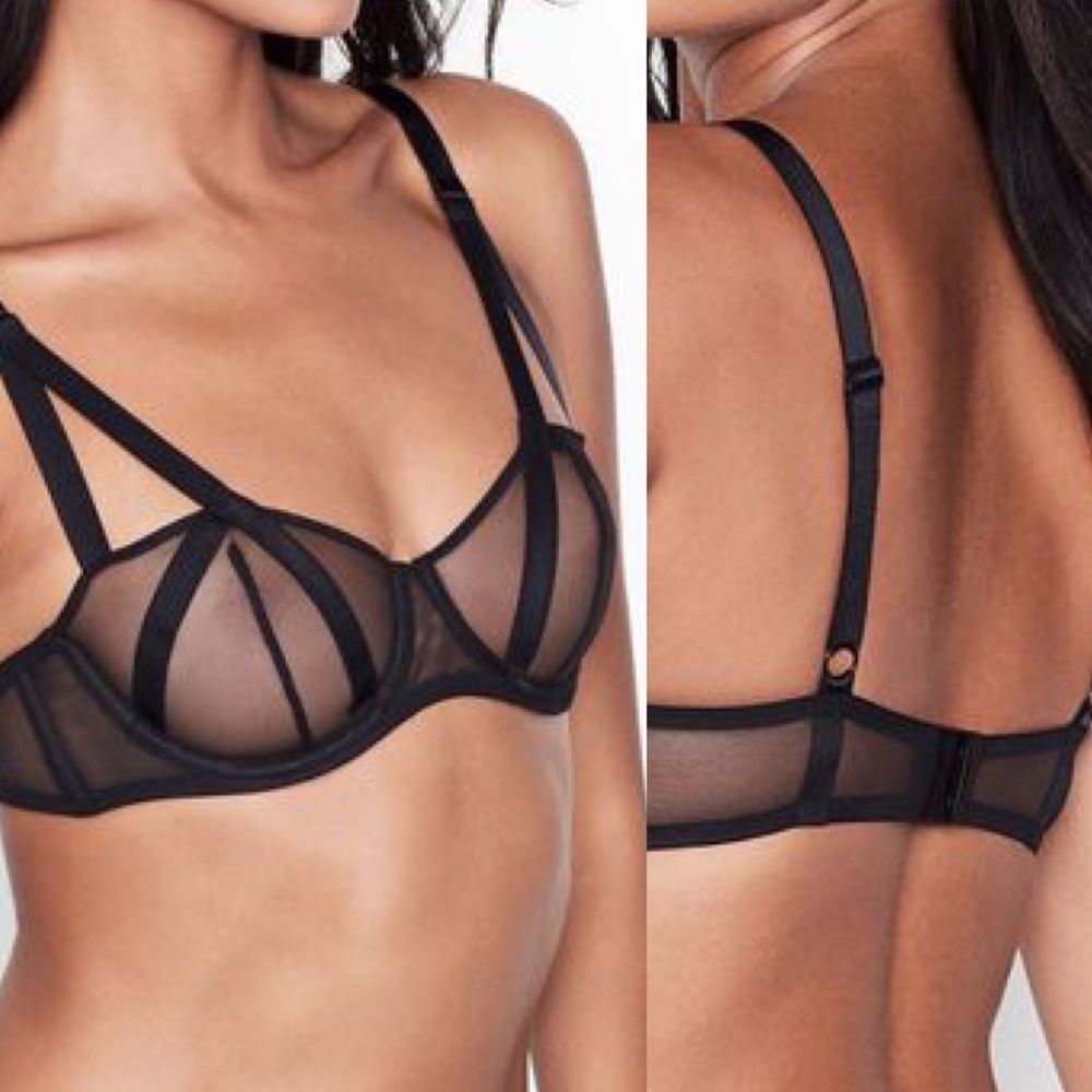 Victoria's Secret Very Sexy Unlined Balconette Caged Mesh Bra black 38D